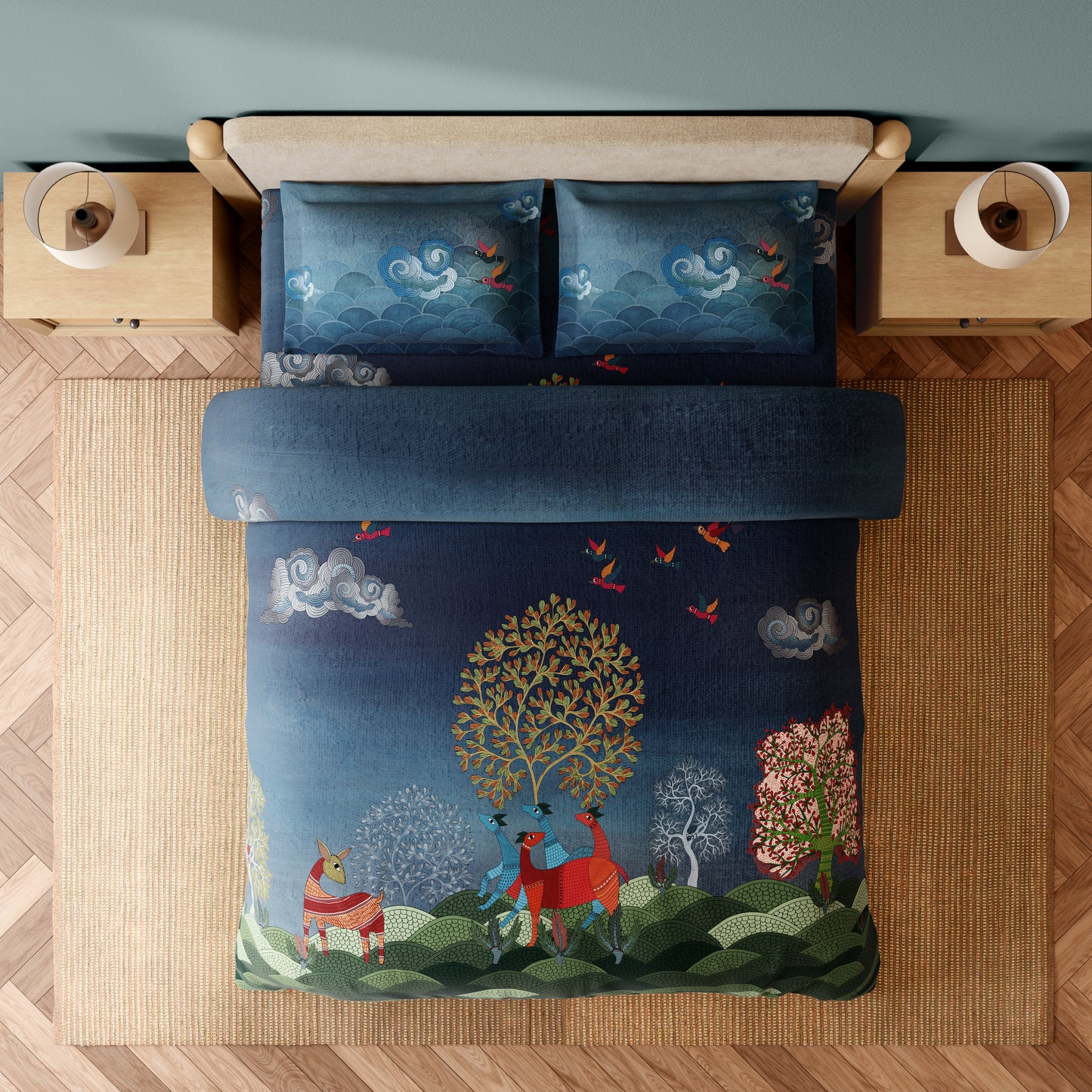 GOND RANGANA DIGITAL Bedsheets Large 300TC 1087453