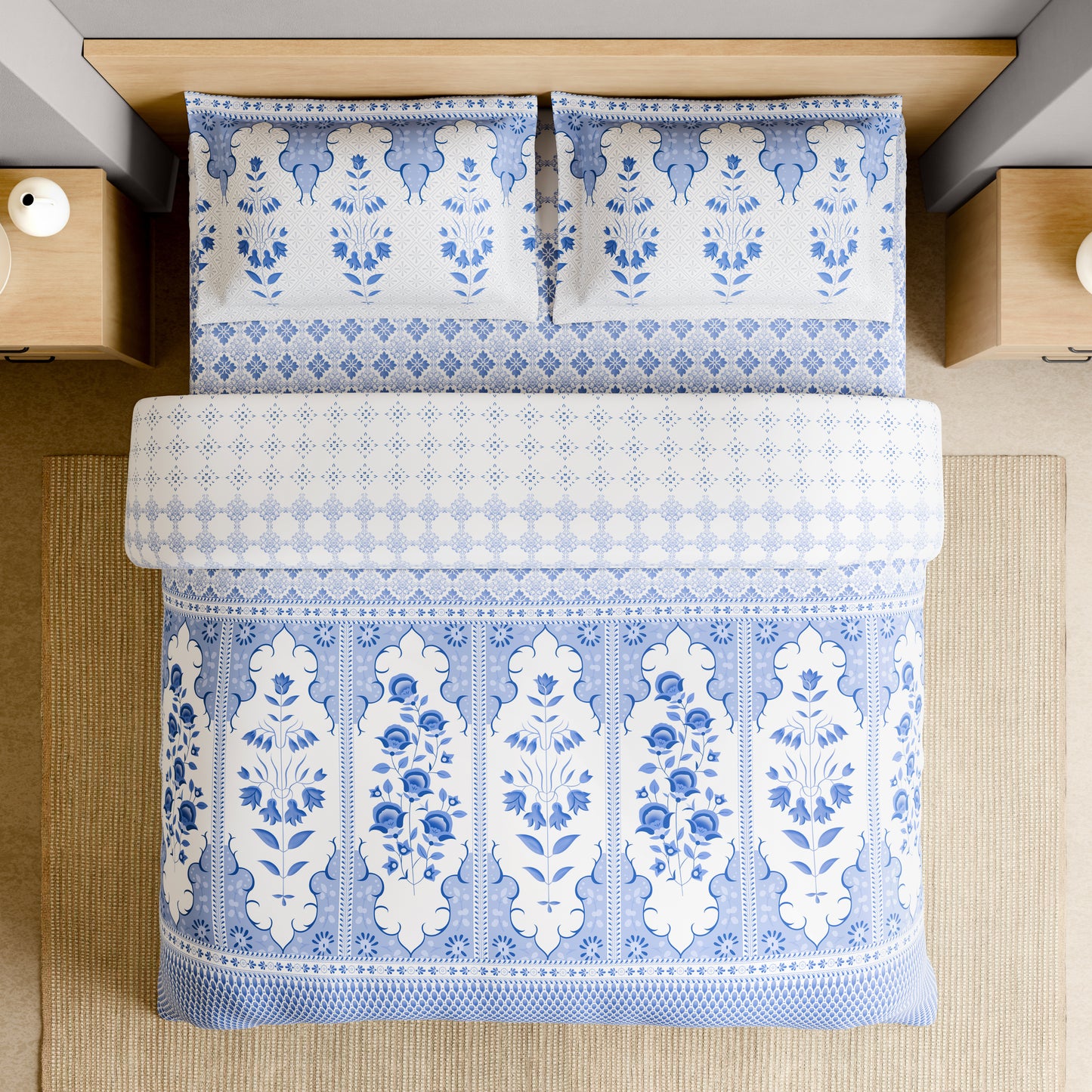BLUE POTTERY RANGANA ROTARY Bedsheets Large 210TC 1087682