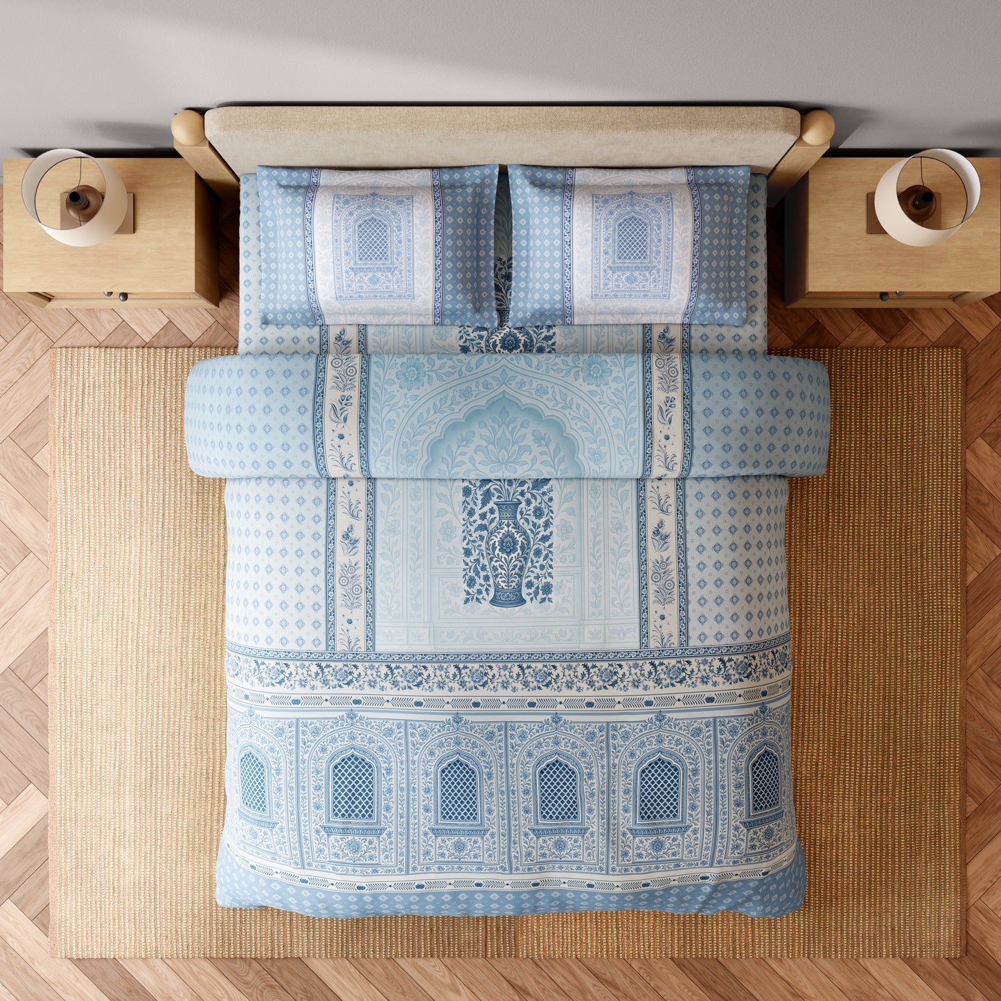 BLUE POTTERY RANGANA DIGITAL Bedsheets Large 300TC 1087457