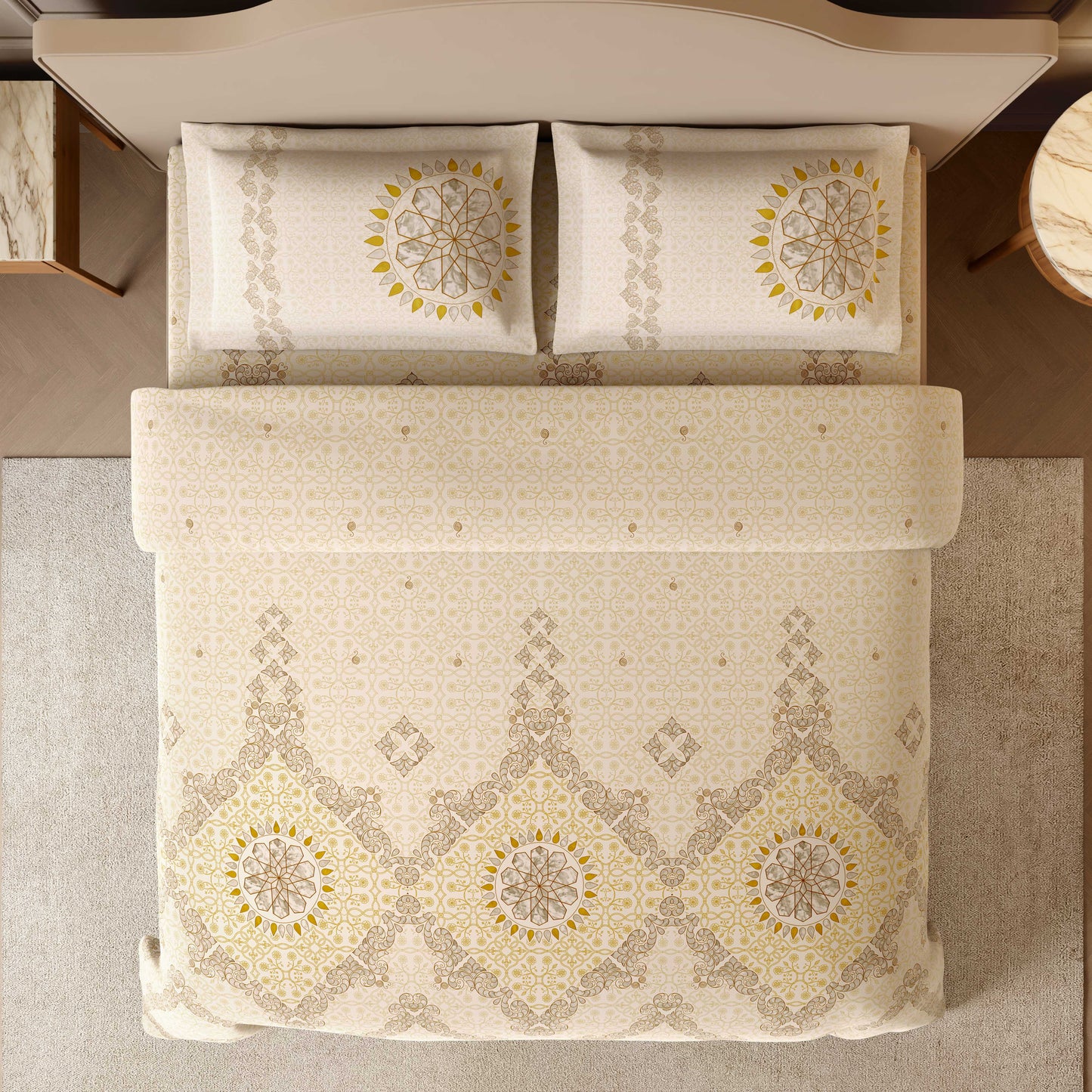 MARBLE INLAY RANGANA SWARNA Bedsheets Large 210TC 1087697